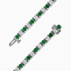 Effy Jewelry Brasilica 14K White Gold Emerald and Diamond Tennis Bracelet, 4.78 TCW | Bracelets