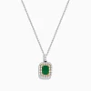 Effy Jewelry Brasilica 14K White u0026 Yellow Gold Emerald and Diamond Pendant | Necklaces & Pendants