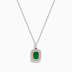 Effy Jewelry Brasilica 14K White u0026 Yellow Gold Emerald and Diamond Pendant | Necklaces & Pendants