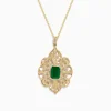 Effy Jewelry Brasilica 14K Yellow Gold Emerald u0026 Diamond Filigree Pendant, 1.62 TCW | Necklaces & Pendants