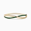 Effy Jewelry Brasilica 14K Yellow Gold Emerald and Diamond Bangle | Bracelets