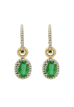 Effy Jewelry Brasilica 14K Yellow Gold Emerald and Diamond Earrings, 1.78 TCW | Earrings