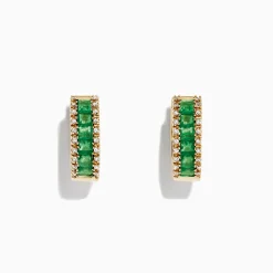 Effy Jewelry Brasilica 14K Yellow Gold Emerald and Diamond Earrings, 1.53 TCW | Earrings