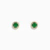 Effy Jewelry Brasilica 14K Yellow Gold Emerald and Diamond Stud Earrings, 1.08 TCW | Earrings