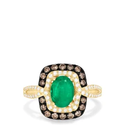 Effy Jewelry Brasilica 14K Yellow Gold Emerald, Espresso u0026 White Diamond Ring, 1.70 TCW | Rings