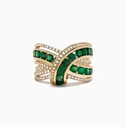 BH Multi Brasilica 14K Yellow Gold Emerald and Diamond Wrap Ring, 2.22 TCW | Rings