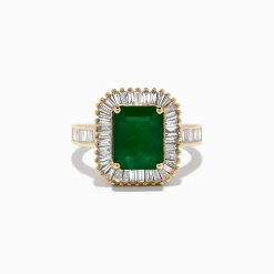 Effy Jewelry Brasilica 14K Yellow Gold Emerald and Diamond Ring | Rings