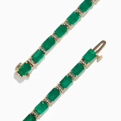 BH Multi Brasilica 14K Yellow Gold Emerald u0026 Diamond Tennis Bracelet, 11.76 TCW | Bracelets