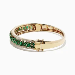 BH Multi Brasilica 14K Yellow Gold Emerald and Diamond Bangle, 6.81 TCW | Bracelets