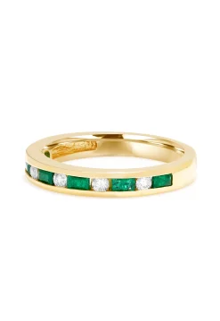 Effy Jewelry Brasilica 14K Yellow Gold Emerald and Diamond Channel-Set Ring, 0.66 TCW | Rings