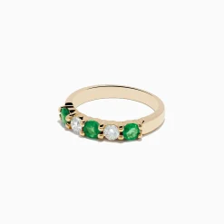 Effy Jewelry Brasilica 14K Yellow Gold Emerald and Diamond Band Ring | Rings