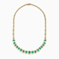 BH Multi Brasilica 14K Yellow Gold Emerald and Diamond Necklace | Necklaces & Pendants