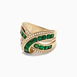 BH Multi Brasilica 14K Yellow Gold Emerald and Diamond Wrap Ring, 2.22 TCW | Rings