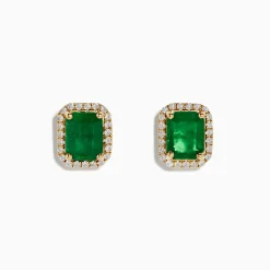 Effy Jewelry Brasillica 14K Yellow Gold Emerald and Diamond Earrings | Earrings