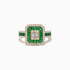 Effy Jewelry Brasillica 14K Yellow Gold Emerald and Diamond Ring | Rings