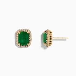 Effy Jewelry Brasillica 14K Yellow Gold Emerald and Diamond Earrings | Earrings