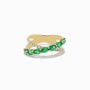 Effy Jewelry Braslica 14K Yellow Gold Emerald and Diamond Crossover Ring | Rings