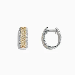 Effy Jewelry Canare 14K Gold 5/8" Pave Yellow Diamond Hoop Earrings, 1.26 TCW | Earrings