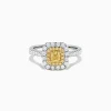 BH Multi Canare 18K Two Tone Gold Cushion Double Halo Yellow Diamond Ring, 0.97 TCW | Rings