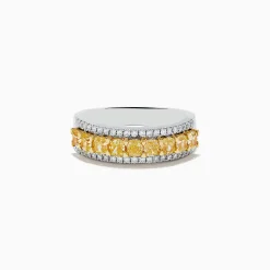 Effy Jewelry Canare 18k Two Tone Gold Cushion Cut Yellow Diamond Band 1.70 TCW | Rings