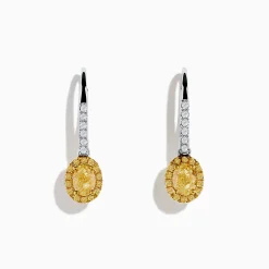 Effy Jewelry Canare 18K Two Tone Gold White and Yellow Diamond Drop Earrings | Earrings