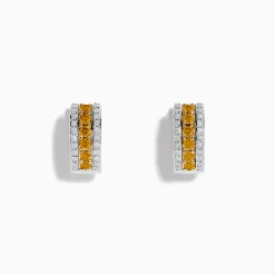 Effy Jewelry Canare 14K Two Tone Gold Yellow and White Diamond Huggie Earrings | Earrings