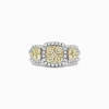 BH Multi Canare 14K Two Tone Gold Yellow Diamond Cushion Shaped Cluster Ring, 1.10 TCW | Rings