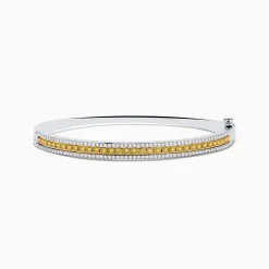 Effy Jewelry Canare` 14K Two Tone Yellow and White Diamond Bangle | Bracelets