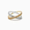 Effy Jewelry Canare 14k Two Tone Yellow and White Diamond Criss Cross Ring 0.78 TCW | Rings