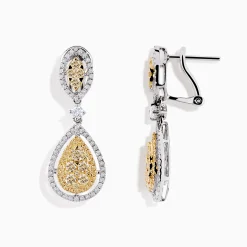 Effy Jewelry Canare` 14K Two Tone Yellow and White Diamond Earrings | Earrings