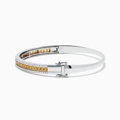Effy Jewelry Canare` 14K Two Tone Yellow and White Diamond Bangle | Bracelets