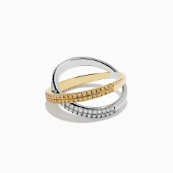 Effy Jewelry Canare 14k Two Tone Yellow and White Diamond Criss Cross Ring 0.78 TCW | Rings