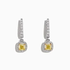 Effy Jewelry Canare 18K Two-Tone Cushion Cut Yellow Diamond Drop Earrings, 1.06 TCW | Earrings