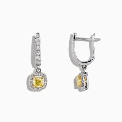 Effy Jewelry Canare 18K Two-Tone Cushion Cut Yellow Diamond Drop Earrings, 1.06 TCW | Earrings