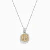 Effy Jewelry Canare 14K Two-Tone Gold Cushion Shaped Cluster Yellow Diamond Pendant | Necklaces & Pendants
