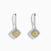 Effy Jewelry Canare 18K Two-Tone Gold Cushion Shaped Double Halo Yellow Diamond Drop Earrings | Earrings