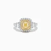 Effy Jewelry Canare 18K Two-Tone Gold Cushion Cut Yellow Diamond Ring, 1.98 TCW | Rings