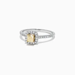 Effy Jewelry Canare 18K Two-Tone Gold Cushion Halo Yellow Diamond Ring, 0.61 TCW | Rings