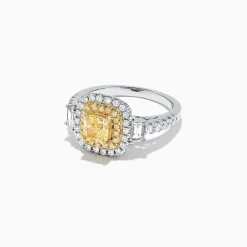 Effy Jewelry Canare 18K Two-Tone Gold Cushion Cut Yellow Diamond Ring, 1.98 TCW | Rings