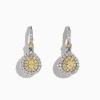 Effy Jewelry Canare 18K Two-Tone Gold Double Halo Pear Shaped Yellow Diamond Earrings, 0.99 TCW | Earrings