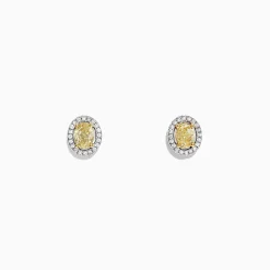Effy Jewelry Canare 18K Two-Tone Gold Oval Yellow Diamond Stud Earrings, 0.51 TCW | Earrings