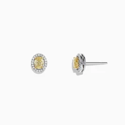 Effy Jewelry Canare 18K Two-Tone Gold Oval Yellow Diamond Stud Earrings, 0.51 TCW | Earrings