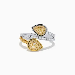 Effy Jewelry Canare 18K Two-Tone Gold Pear Shaped Yellow Diamond Bypass Ring | Rings