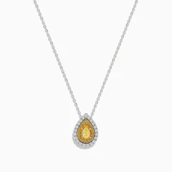 Effy Jewelry Canare 14K Two-Tone Gold Pear Shaped Yellow Diamond Pendant | Necklaces & Pendants