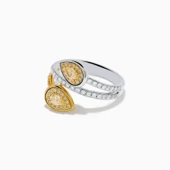 Effy Jewelry Canare 18K Two-Tone Gold Pear Shaped Yellow Diamond Bypass Ring | Rings