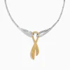 Effy Jewelry Canare 14K Two-Tone Gold Yellow Diamond Cancer Awareness Necklace | Necklaces & Pendants