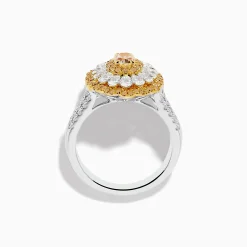 Effy Jewelry Canare 18K Two-Tone Yellow and White Diamond Layered Oval Halo Ring | Rings