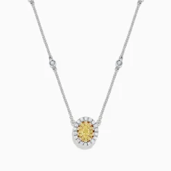 BH Multi Canare 14K White Gold Oval Halo Yellow Diamond Pendant Necklace, 0.81 TCW | Necklaces & Pendants