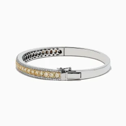 Effy Jewelry Canare 14k White Gold Yellow Diamond Bangle 3.40 TCW | Bracelets