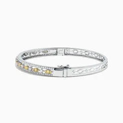 BH Multi Canare 14K White Gold Yellow and White Diamond Bangle, 1.27 TCW | Bracelets